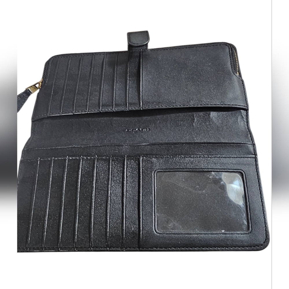 COACH Smooth Black Leather Skinny Wallet - Picture 6 of 12